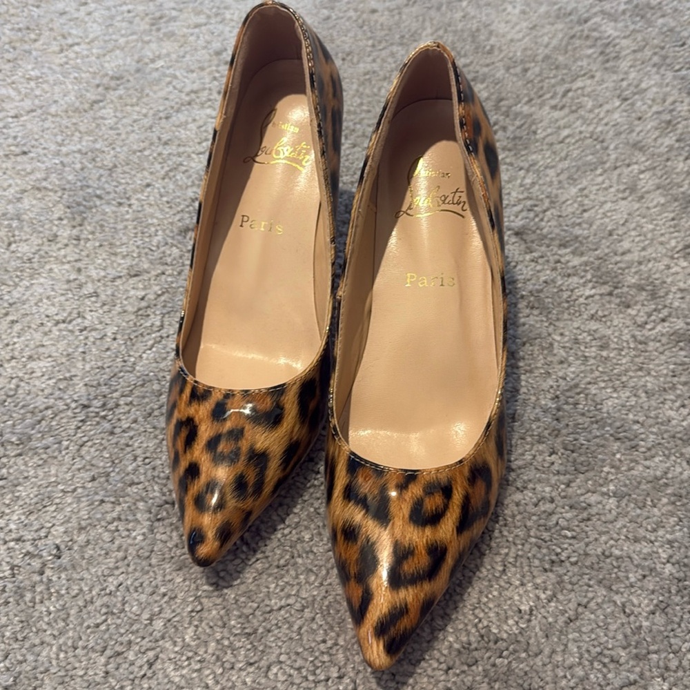 Christina Louboutin leopard heels women’s size 8